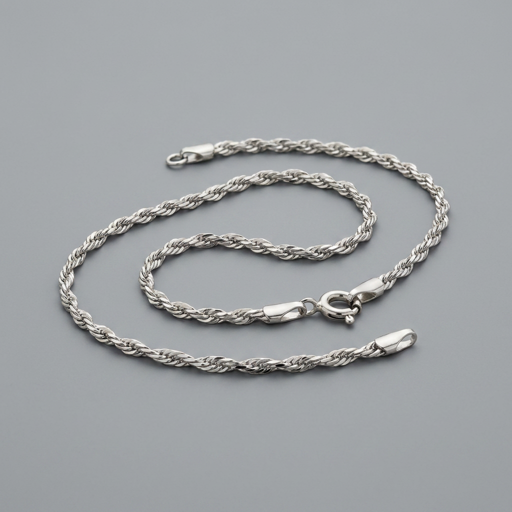 10k White Gold Singapore Bracelet 1.5mm