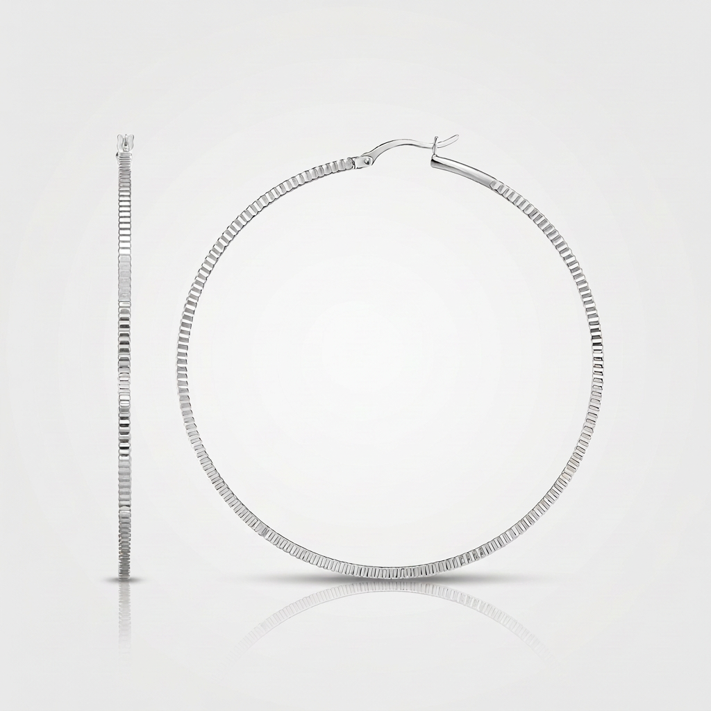 Ridge Textured Hoop Earrings in Sterling Silver DestGlow
