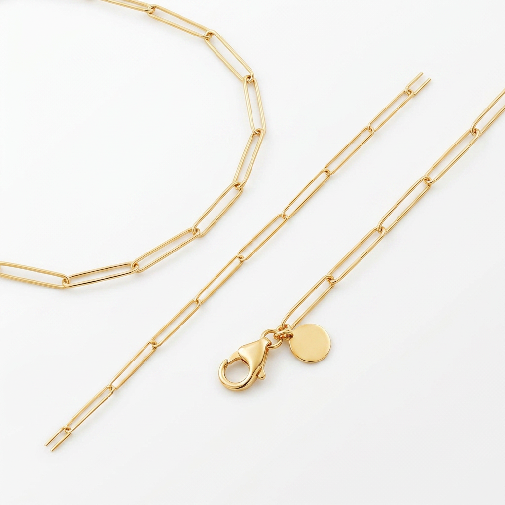14k Yellow Gold Wire Paperclip Bracelet (2.7mm) DestGlow