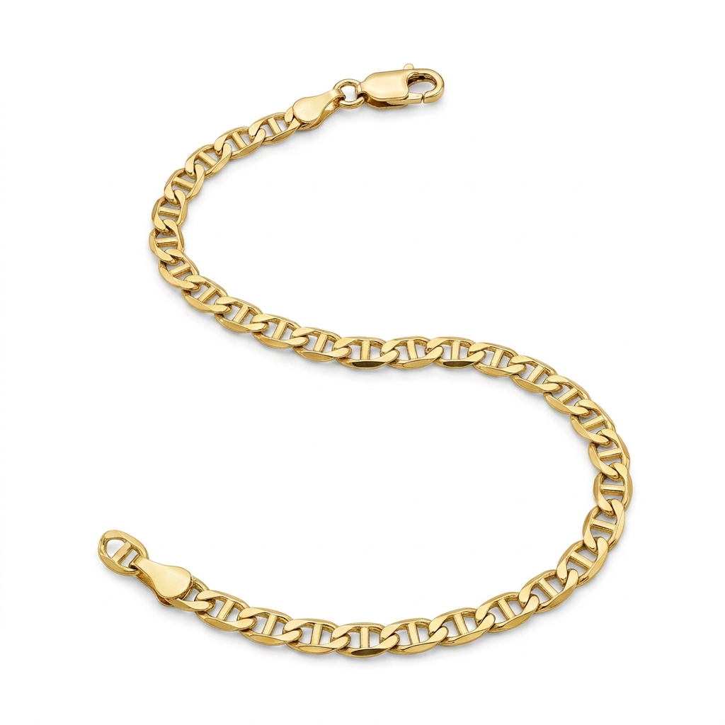 3.2mm 10k Yellow Gold Mariner Link Anklet