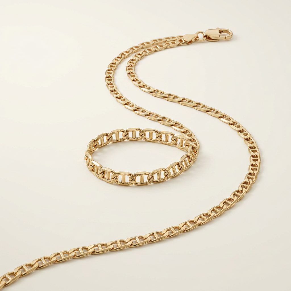10k Yellow Gold Mariner Link Chain 1.2mm