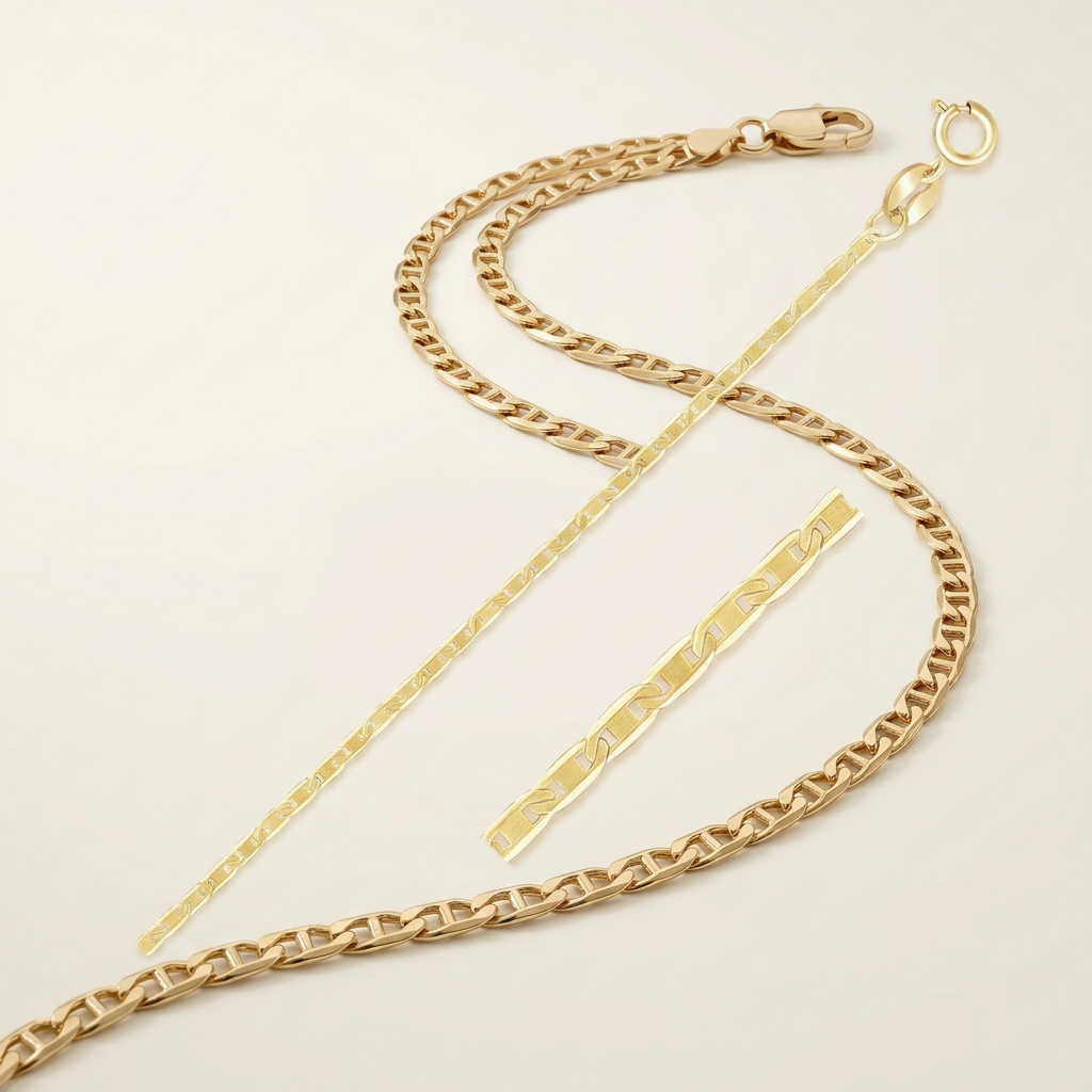 10k Yellow Gold Mariner Link Chain 1.2mm DestGlow