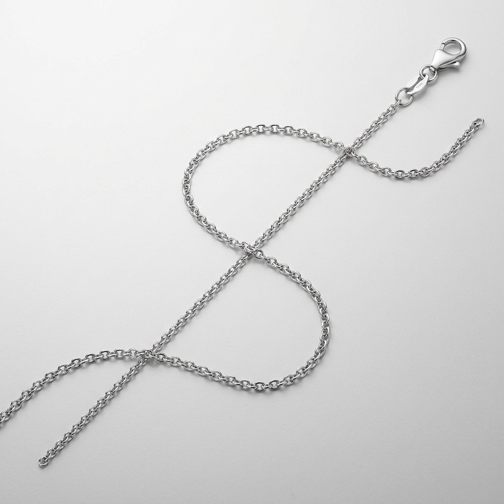 14k White Gold Round Cable Link Chain 1.3mm