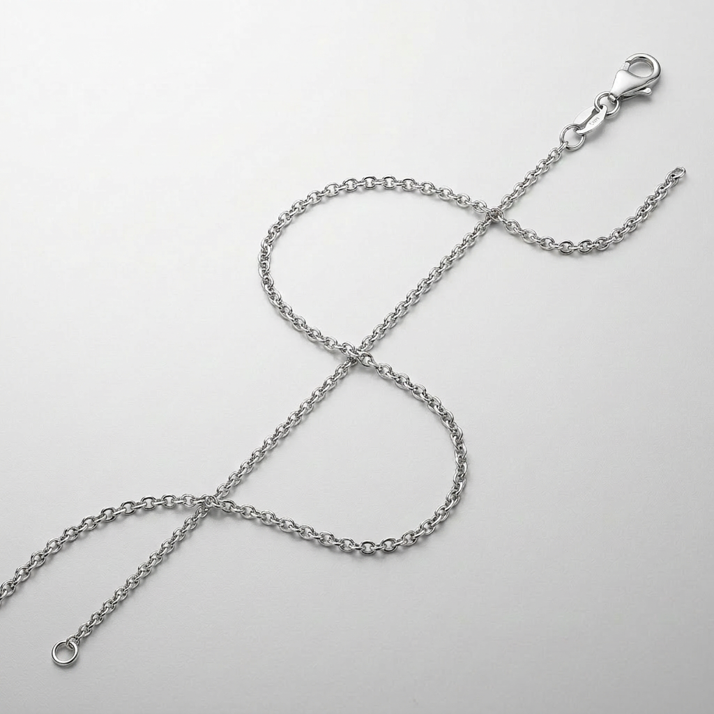 14k White Gold Round Cable Link Chain 1.3mm