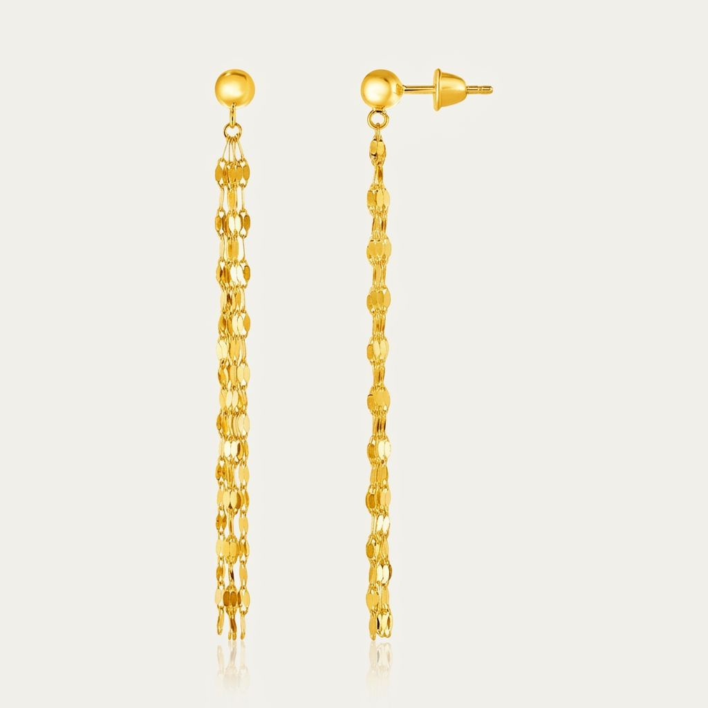 14k Yellow Gold Polished Drop Earrings