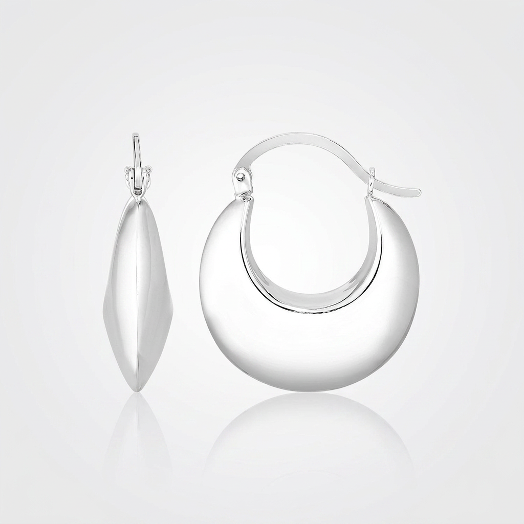 Sterling Silver Polished Puffed Hoop Earrings DestGlow