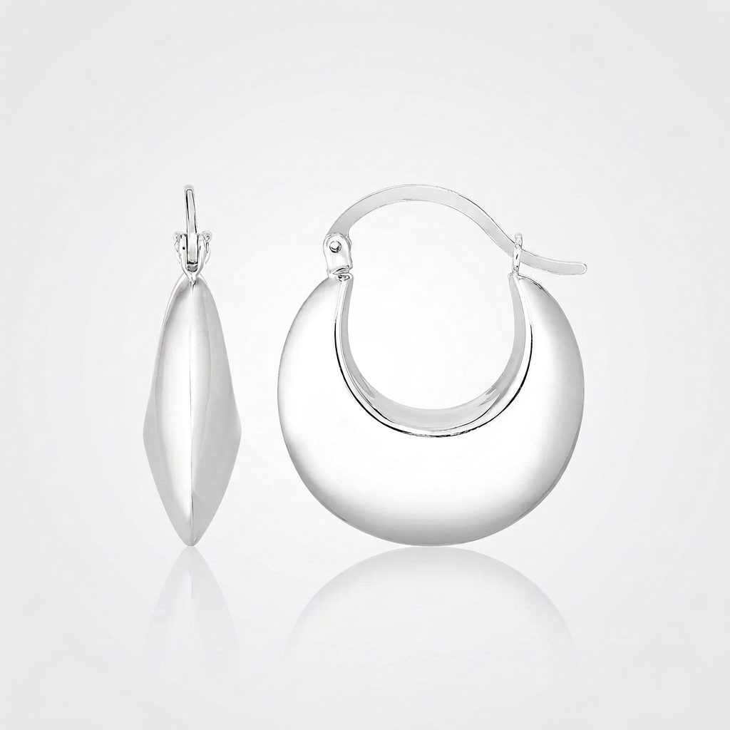 Sterling Silver Polished Puffed Hoop Earrings DestGlow