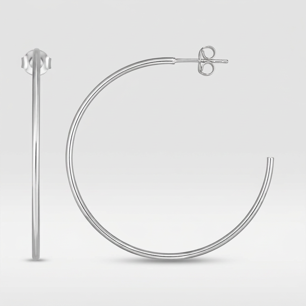 14k White Gold Polished Hoop Earrings