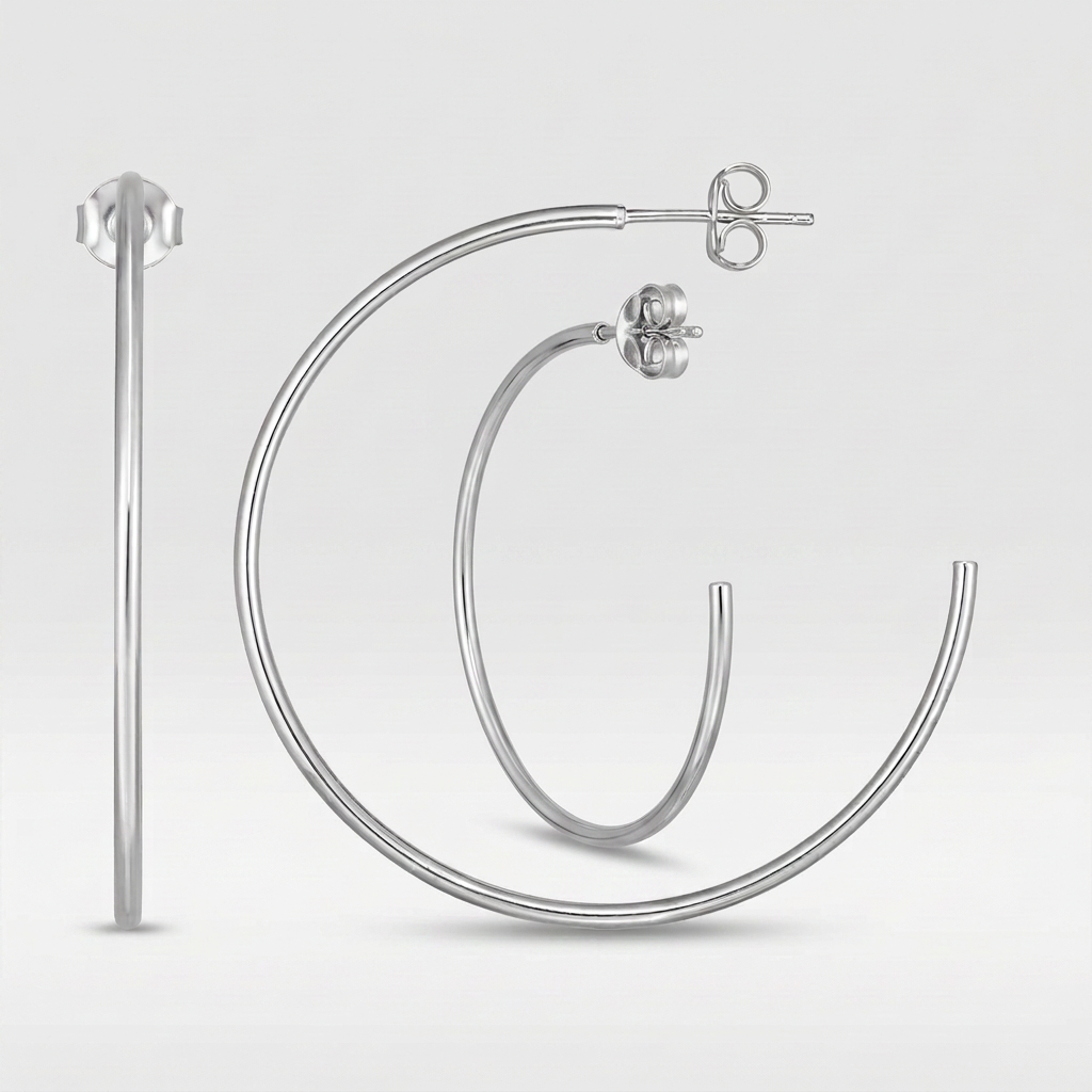 14k White Gold Polished Hoop Earrings DestGlow