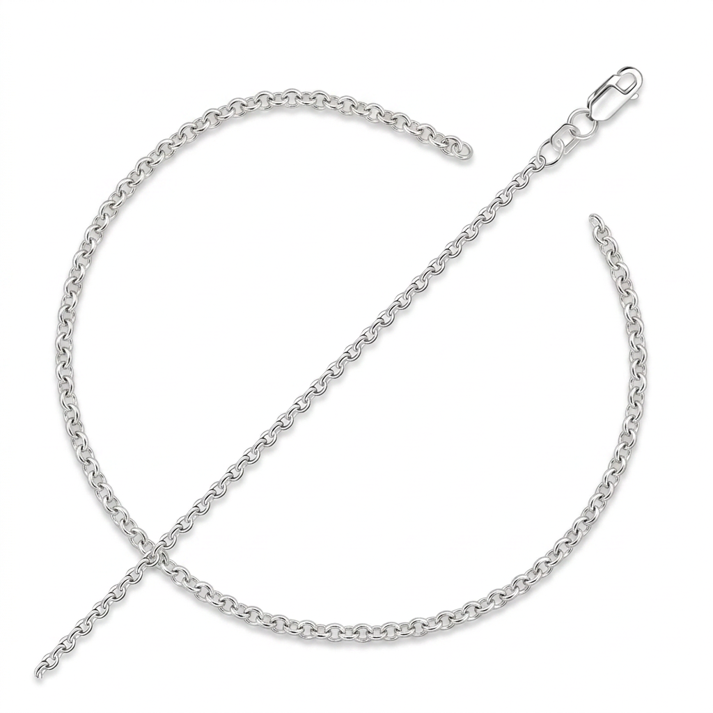 2.3mm 10k White Gold Rolo Anklet