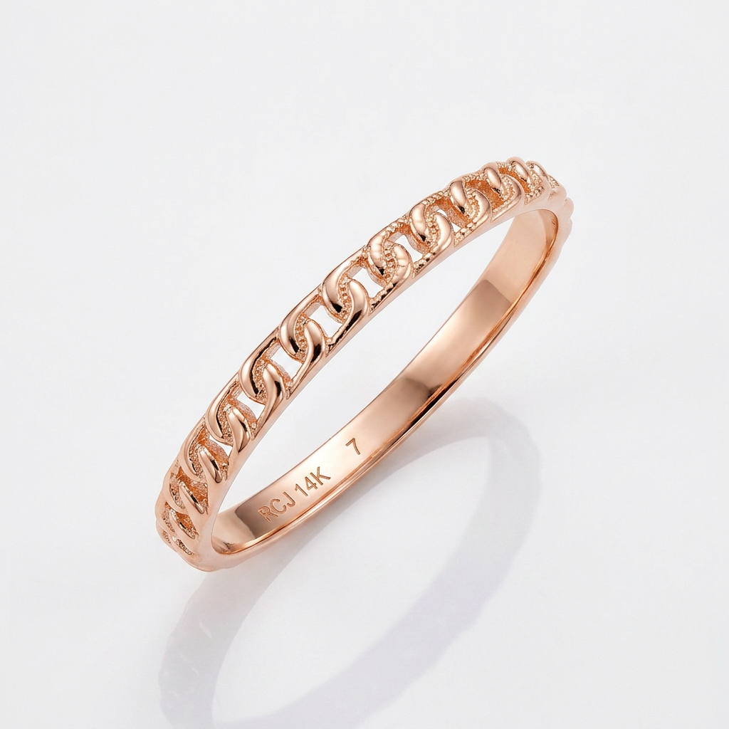 14k Rose Gold Ring with Bead Texture DestGlow