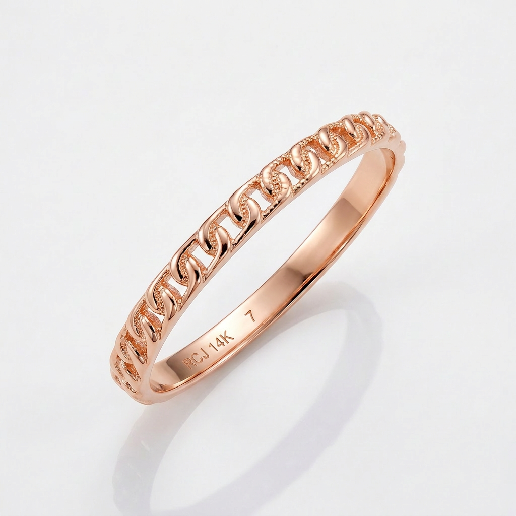 14k Rose Gold Ring with Bead Texture DestGlow