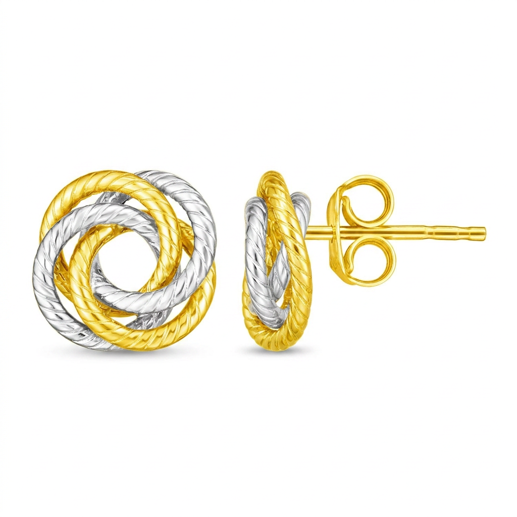 14k Two Tone Gold Love Knot Earrings DestGlow