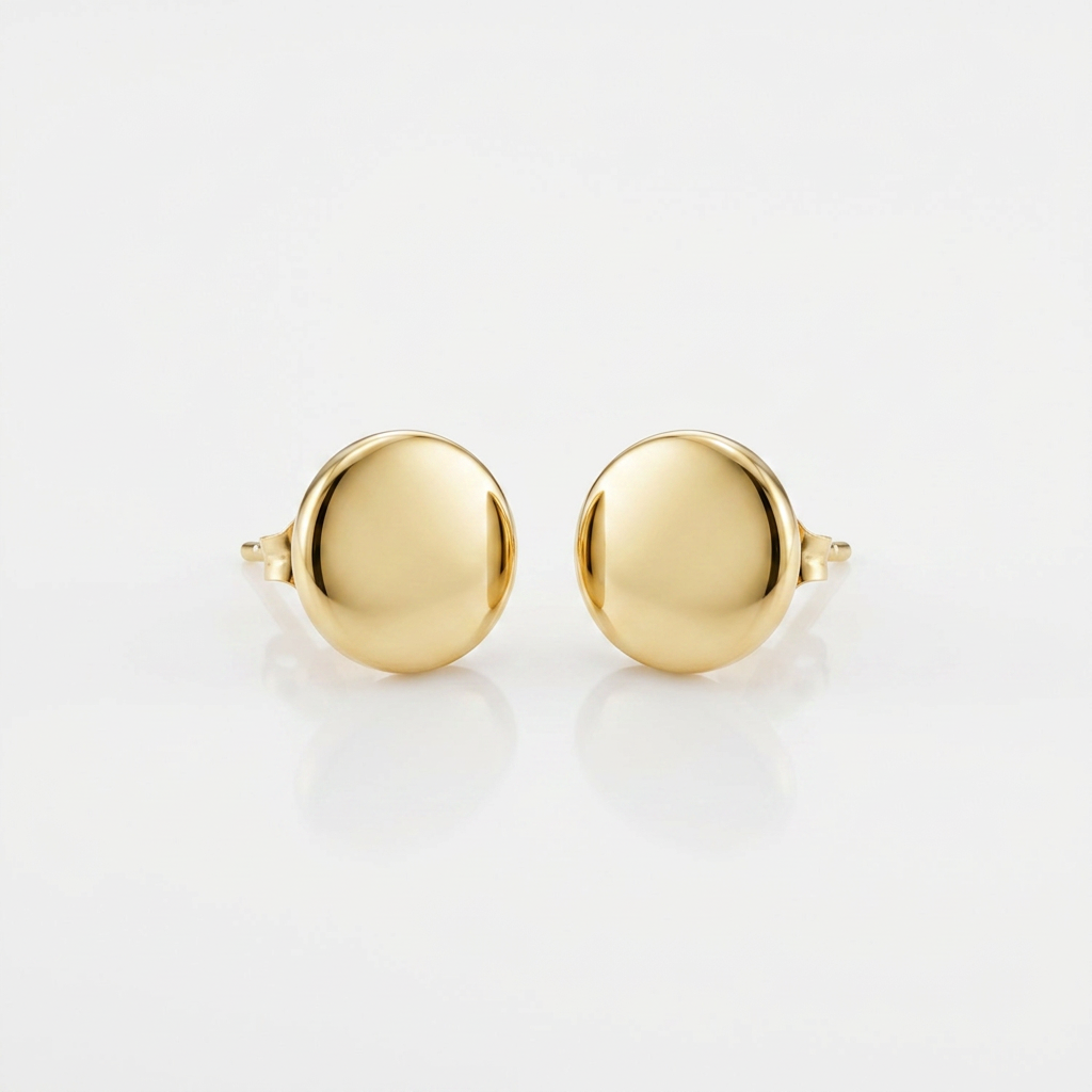 14k Yellow Gold Polished Round Post Earrings DestGlow