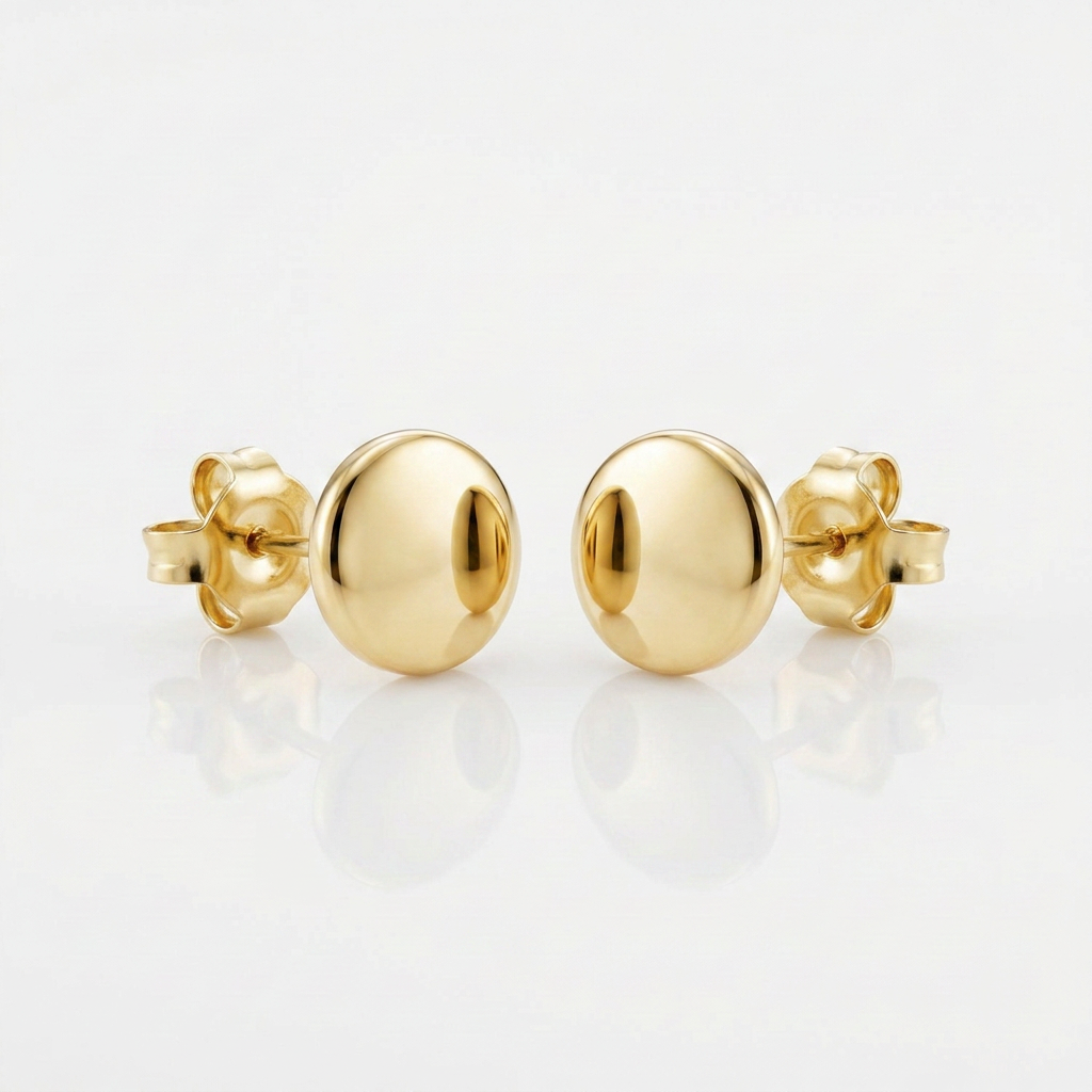 14k Yellow Gold Polished Round Post Earrings DestGlow