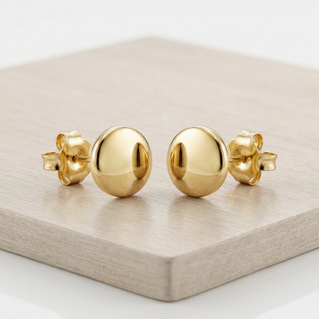 14k Yellow Gold Polished Round Post Earrings