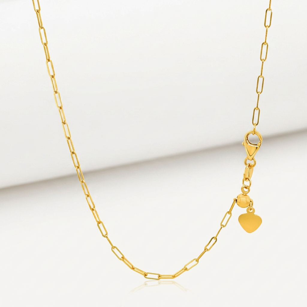14k Yellow Gold Adjustable Paperclip Chain 1.5mm