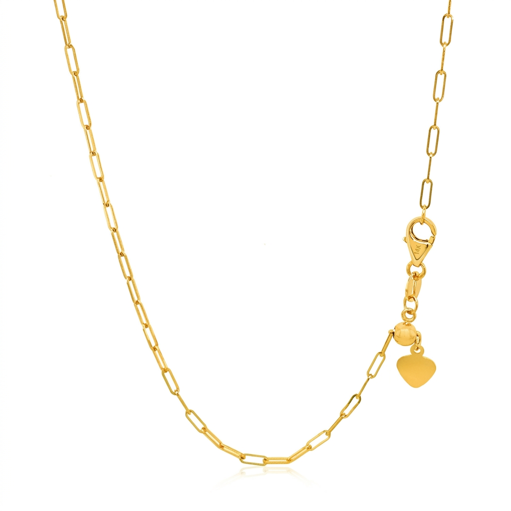 14k Yellow Gold Adjustable Paperclip Chain 1.5mm DestGlow