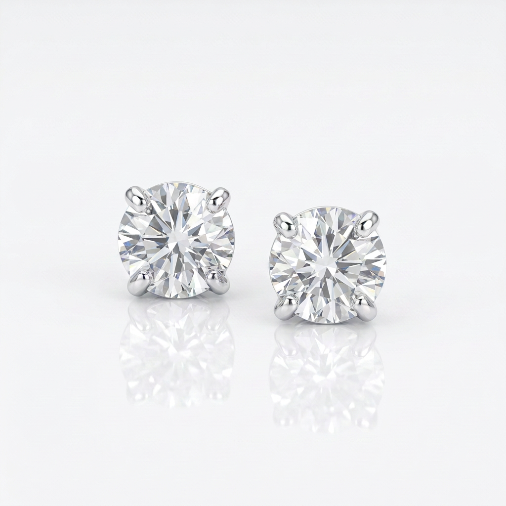 Sterling Silver 8.0mm Round CZ Stud Earrings