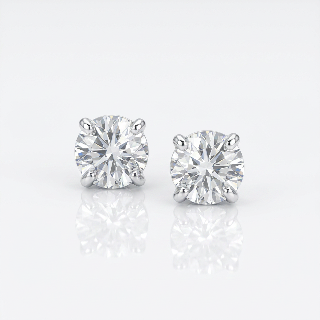 Sterling Silver 8.0mm Round CZ Stud Earrings