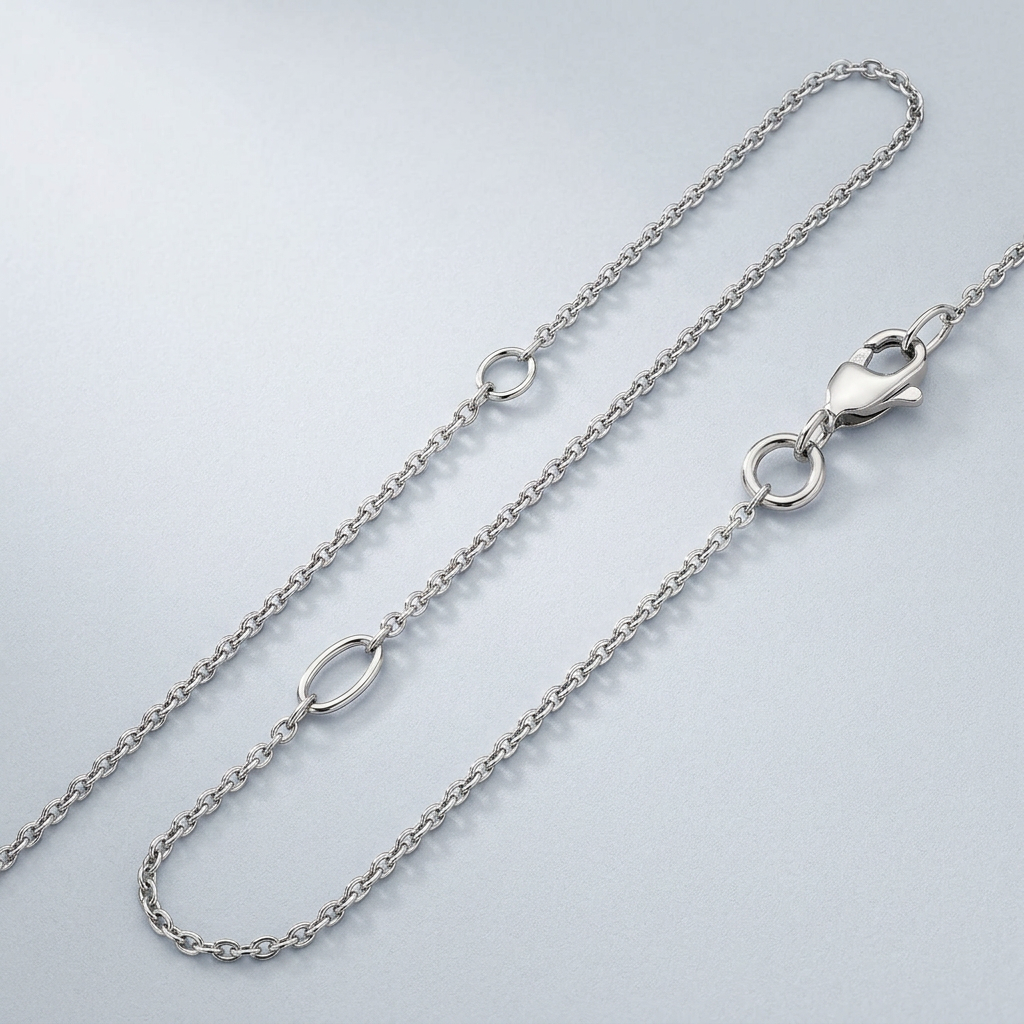 Double Extendable Cable Chain in 14k White Gold (1.2mm)