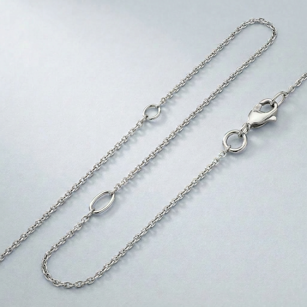 Double Extendable Cable Chain in 14k White Gold (1.2mm)