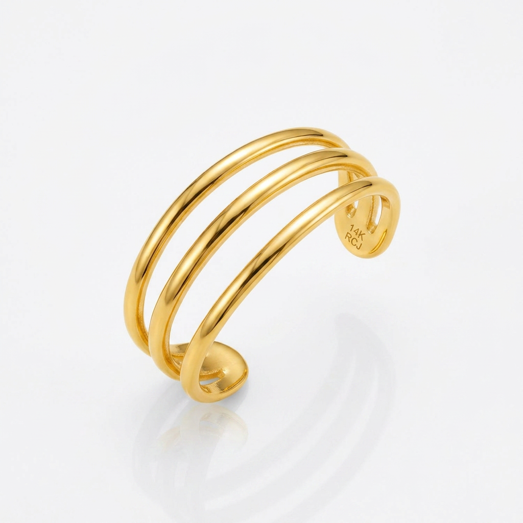 14k Yellow Gold Three Bar Toe Ring DestGlow