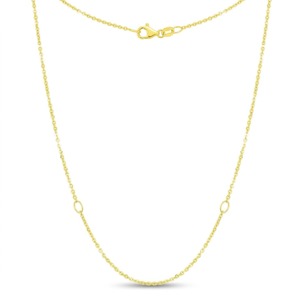 Double Extendable Diamond Cut Cable Chain in 14k Yellow Gold (1.4mm) DestGlow