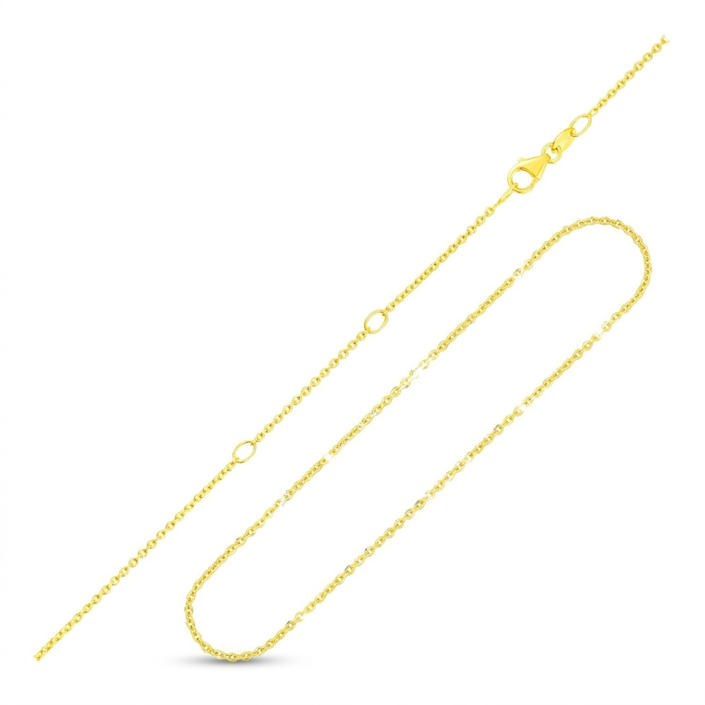 Double Extendable Diamond Cut Cable Chain in 14k Yellow Gold (1.4mm) DestGlow