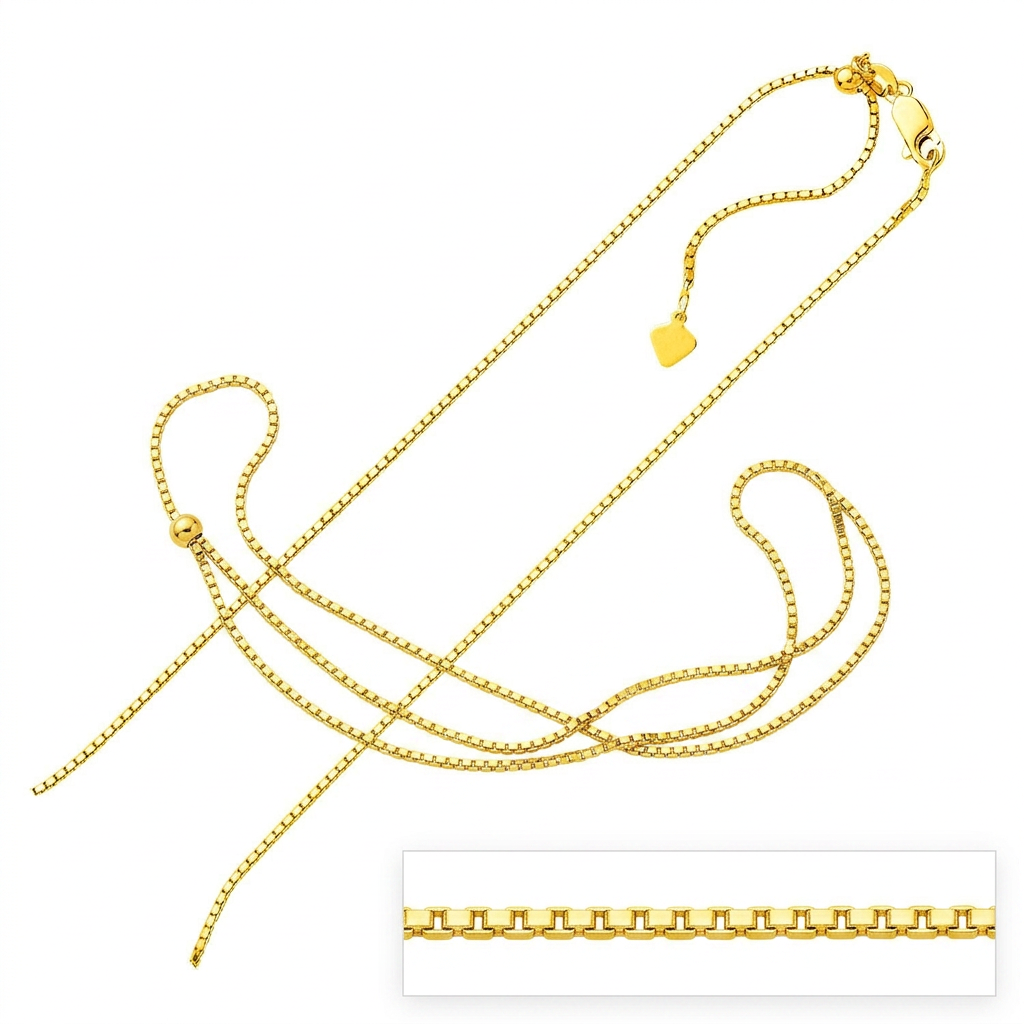 Sterling Silver Yellow Finish 1.4mm Adjustable Box Chain