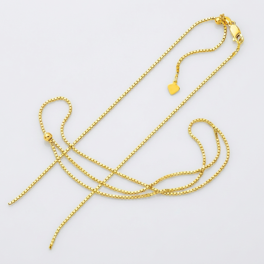 Sterling Silver Yellow Finish 1.4mm Adjustable Box Chain DestGlow