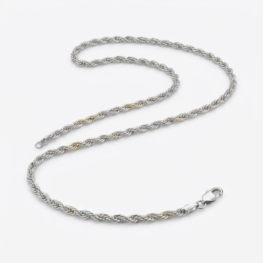 14k White Gold Light Rope Chain 1.5mm DestGlow