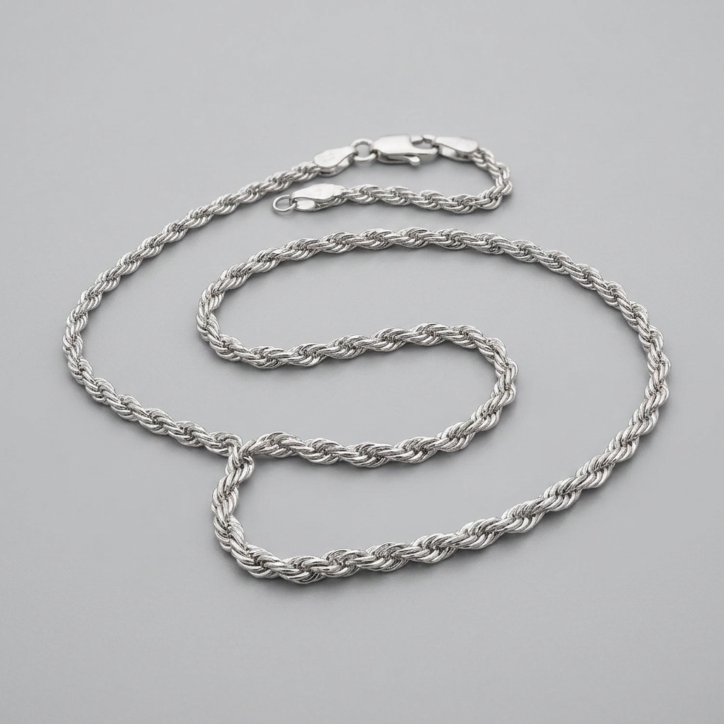 14k White Gold Light Rope Chain 1.5mm DestGlow