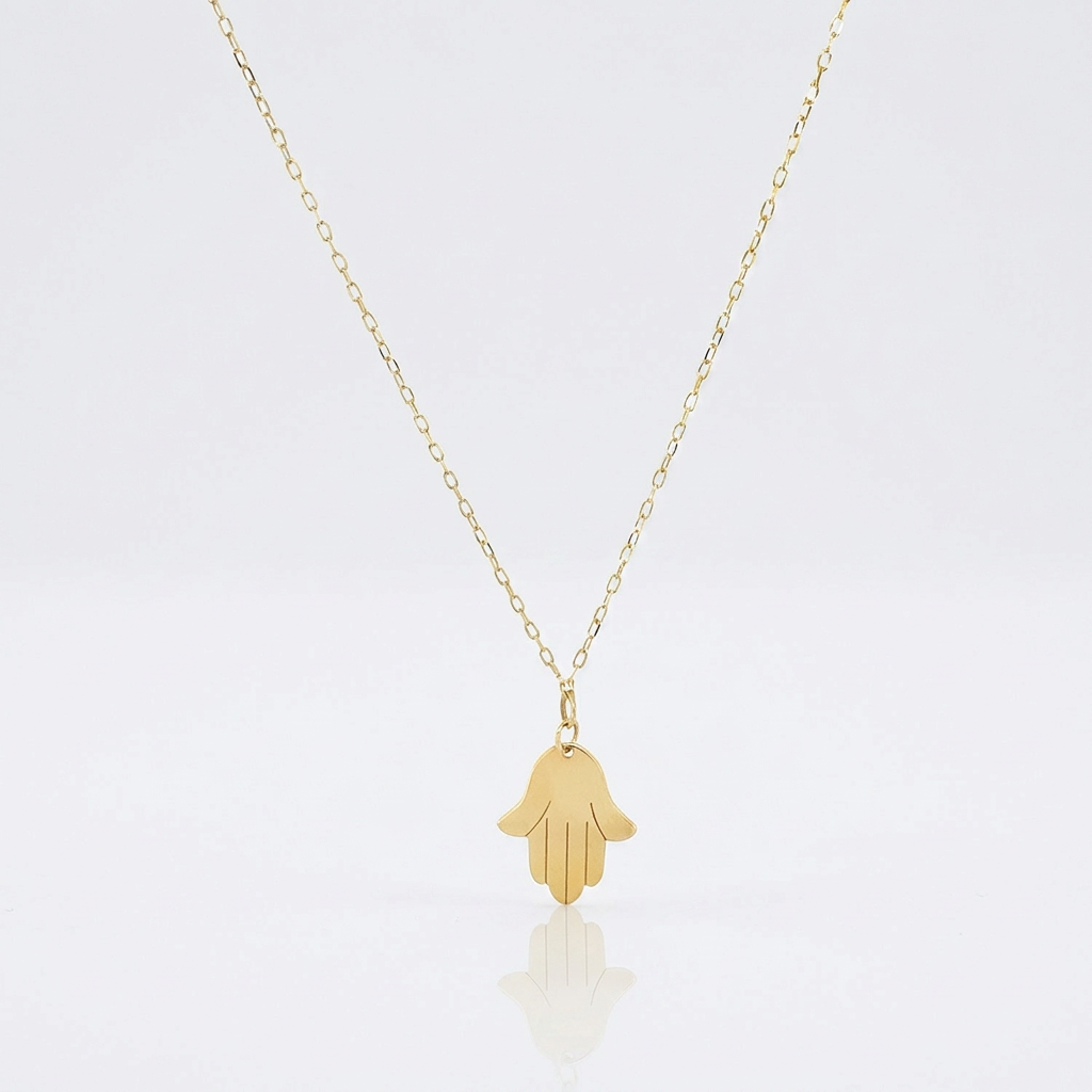 14K Yellow Gold Hand of Hamsa Necklace
