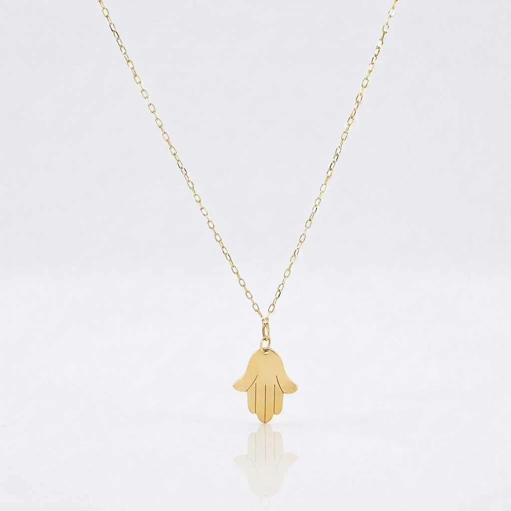 14K Yellow Gold Hand of Hamsa Necklace DestGlow