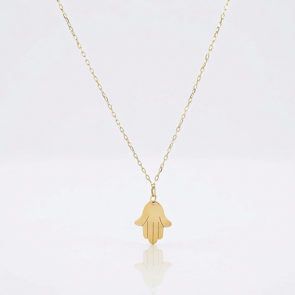 14K Yellow Gold Hand of Hamsa Necklace DestGlow
