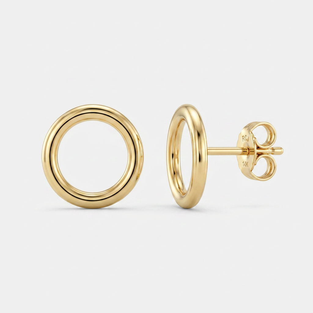 Open Circle Post Earrings in 14k Yellow Gold DestGlow