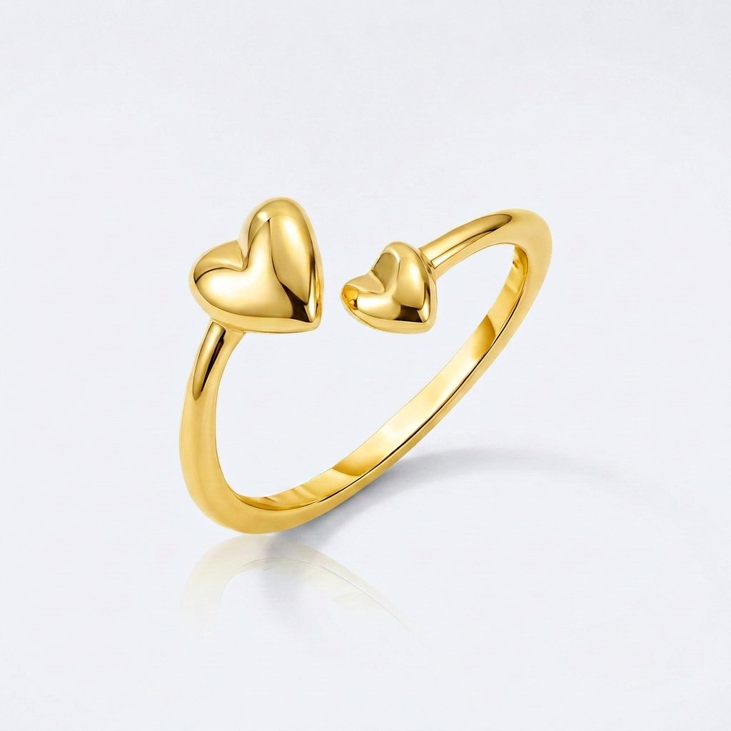 14k Yellow Gold Bypass Style Toe Ring with Polished Hearts