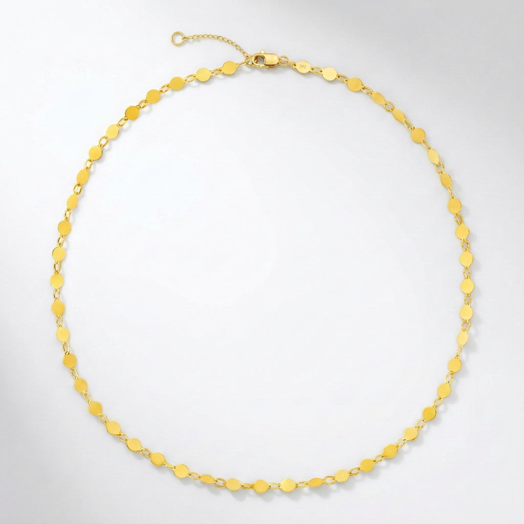 14k Yellow Gold Necklace with Polished Circles