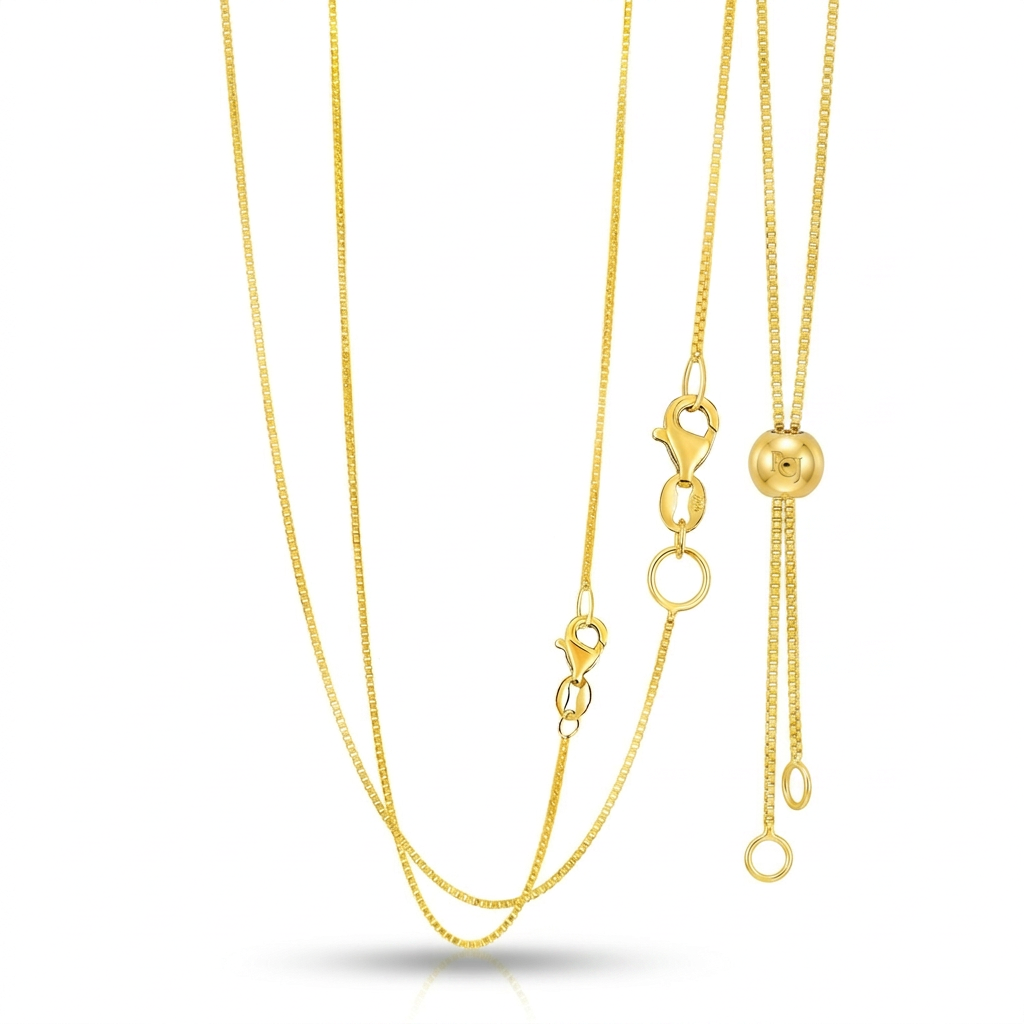 14k Yellow Gold Adjustable Box Chain 0.8mm