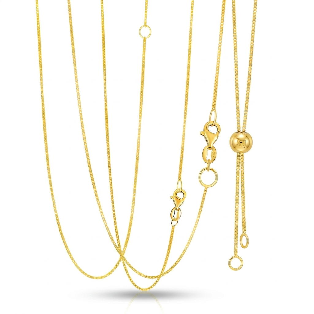 14k Yellow Gold Adjustable Box Chain 0.8mm