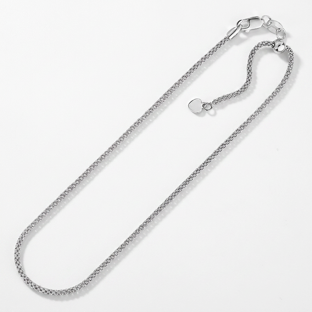 Sterling Silver 0.8mm Adjustable Popcorn Chain