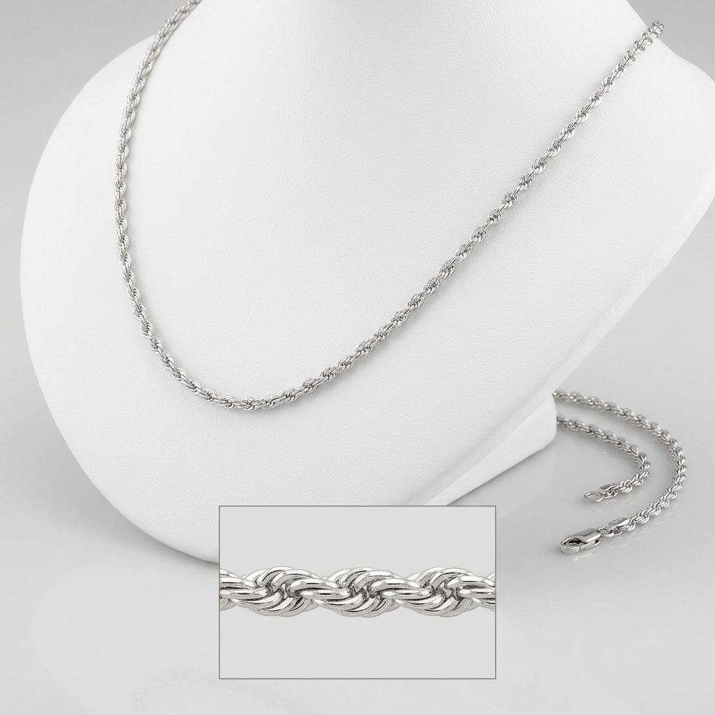 2.0mm 14k White Gold Light Rope Chain