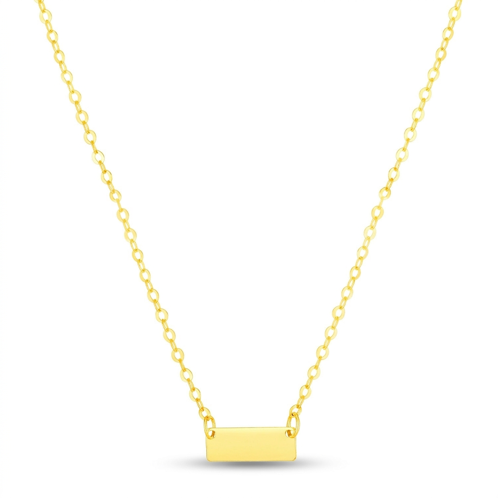 14k Yellow Gold Polished Mini Bar Necklace DestGlow