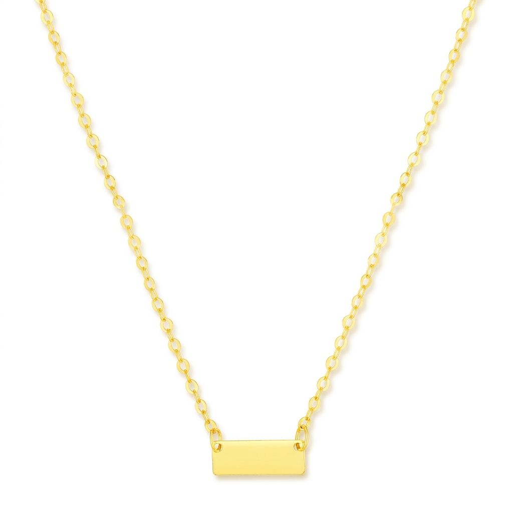 14k Yellow Gold Polished Mini Bar Necklace DestGlow