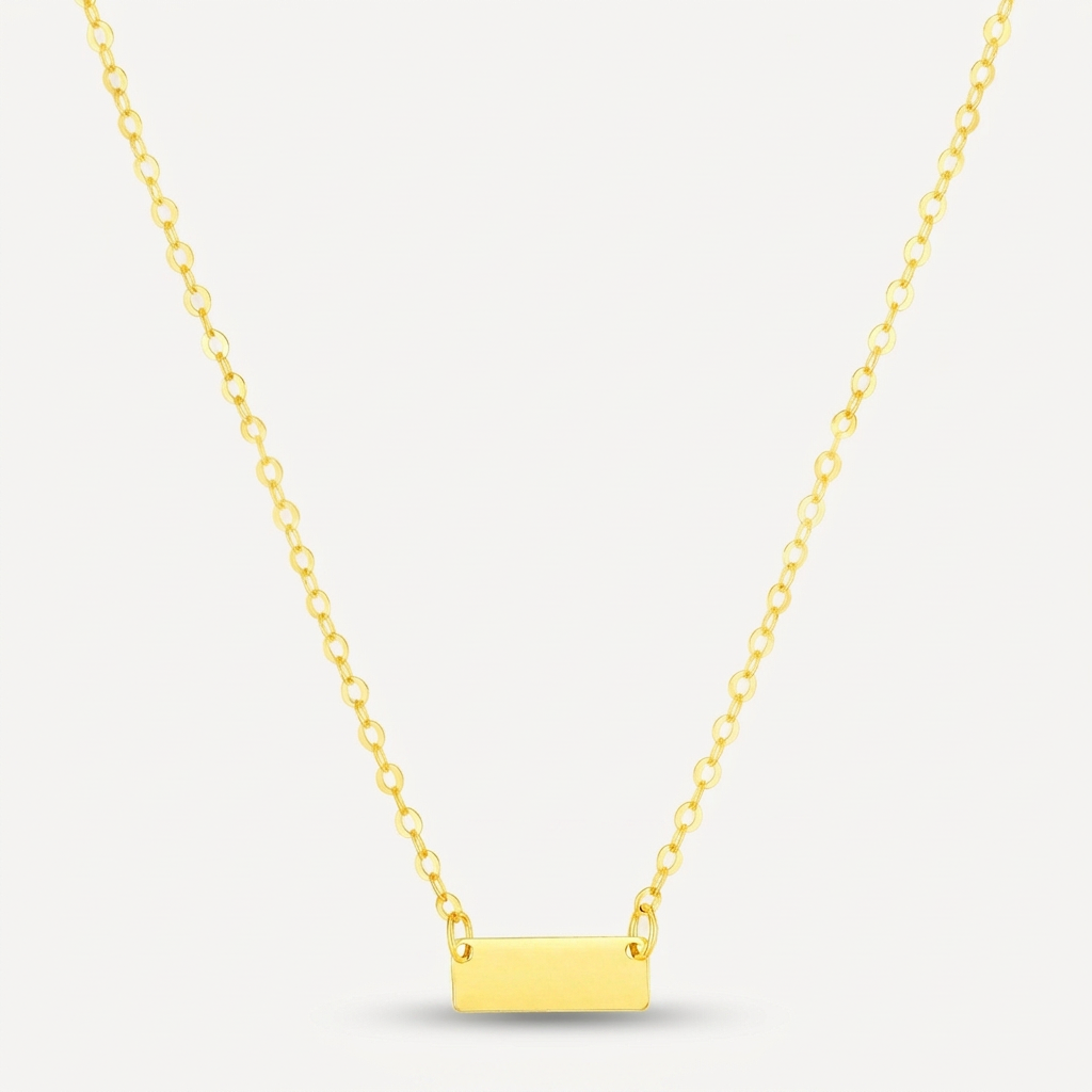 14k Yellow Gold Polished Mini Bar Necklace DestGlow