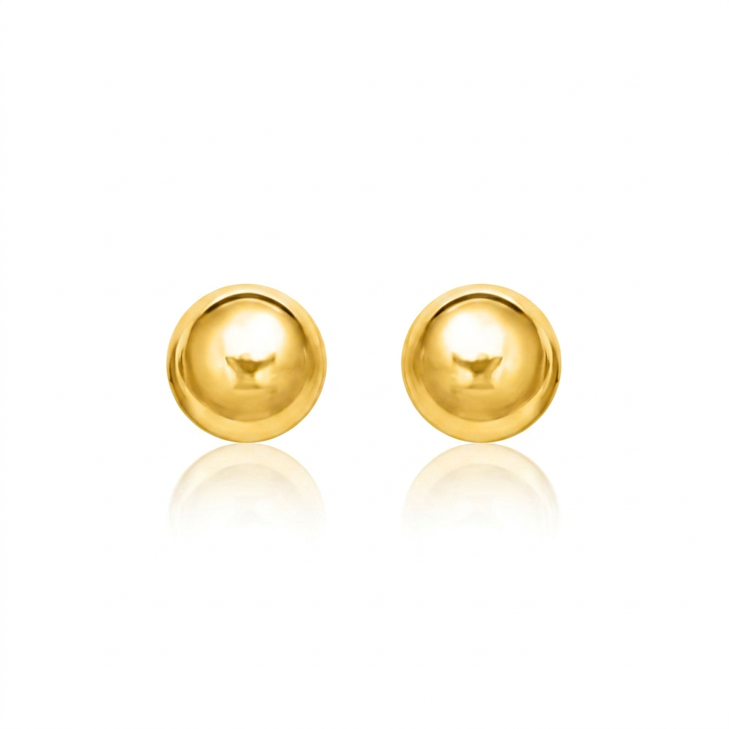 14k Yellow Gold Round Motif Stud Earrings (7.0 mm)