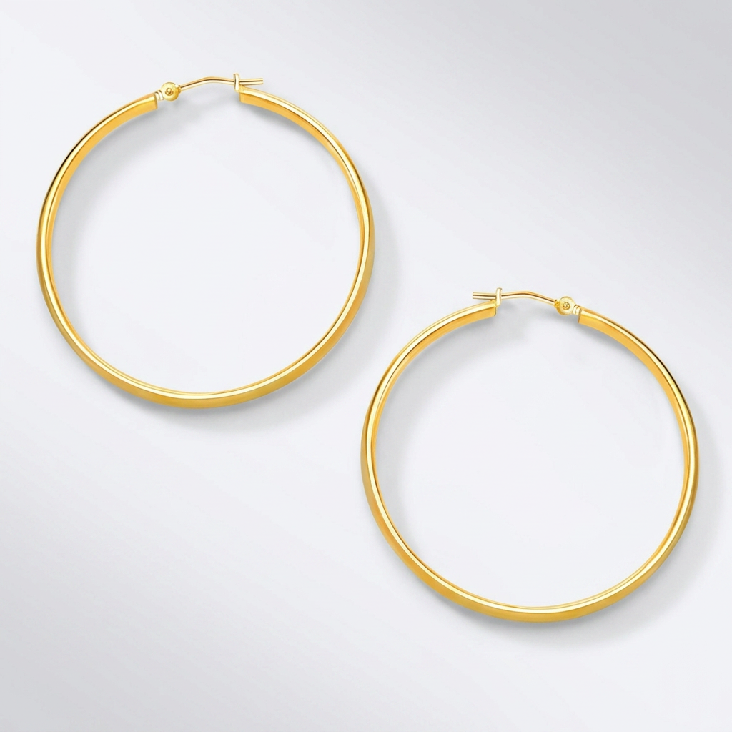 10k Yellow Gold Polished Hoop Earrings (30mm)