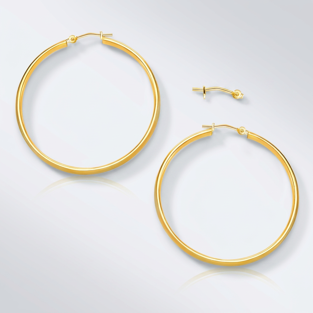 10k Yellow Gold Polished Hoop Earrings (30mm)