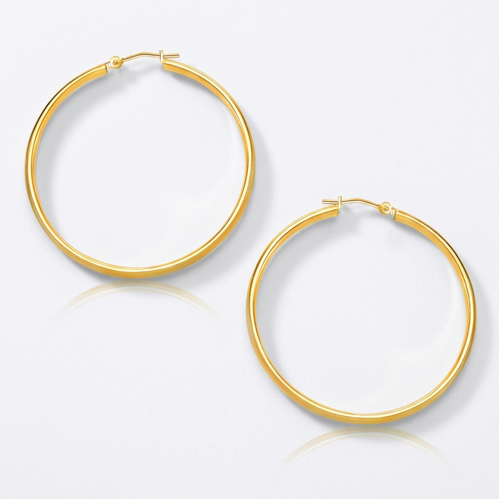 10k Yellow Gold Polished Hoop Earrings (30mm)